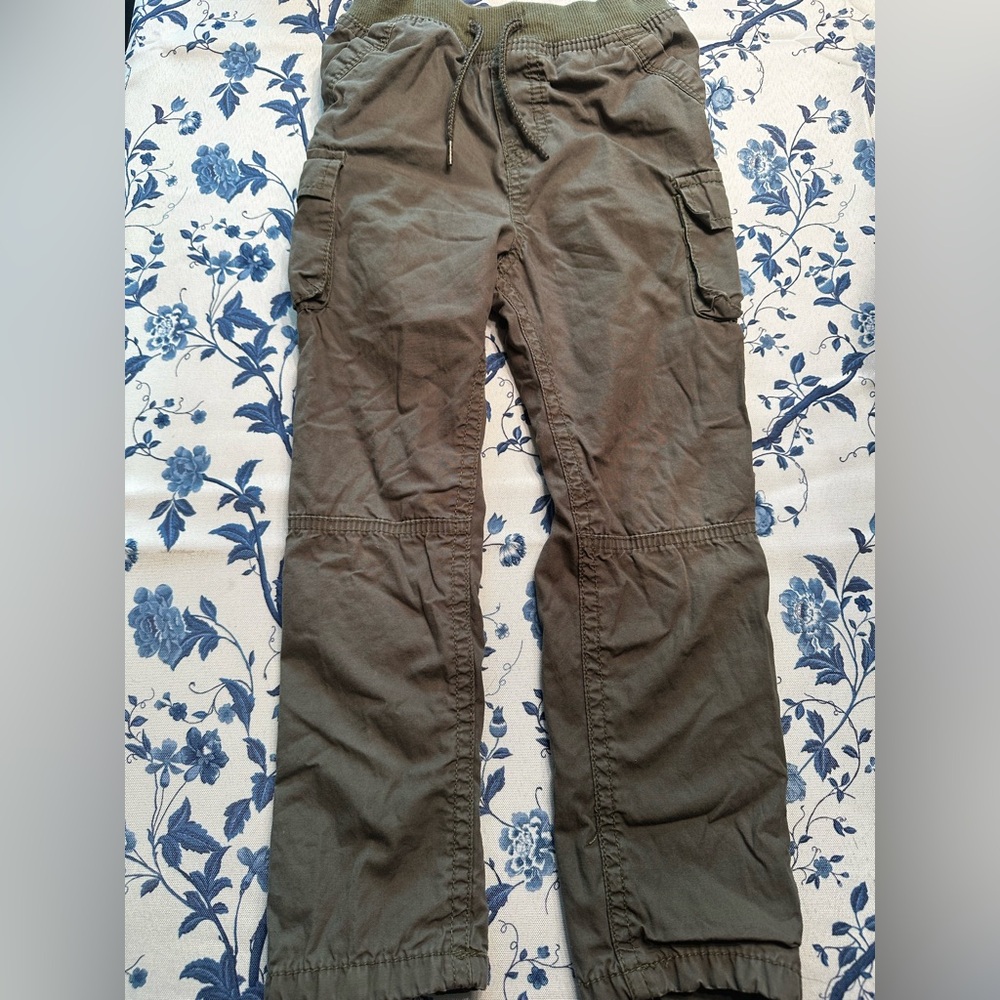 Boys Olive Green Cargo Jogger Pants - Casual Utility Style